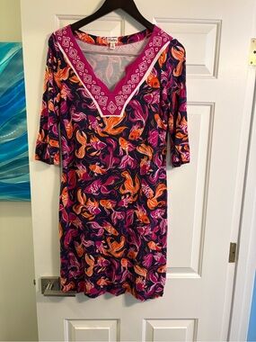 Hatley Purple Dress with Pink and Orange Fish Print